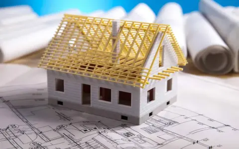 Model domu na planach budowlanych, zastanawiasz się, ile kosztuje adaptacja projektu?